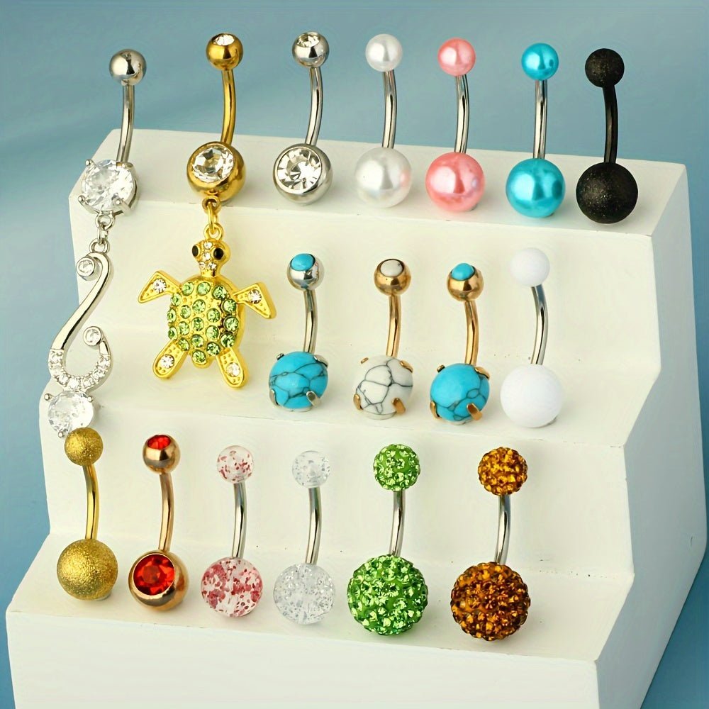 17Piece Stainless Steel Belly Button Rings Set - Taylor K Shop