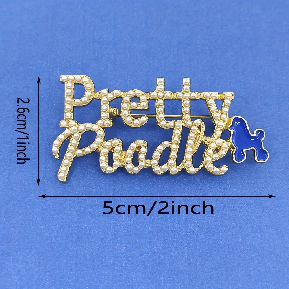18K Gold Plated Poodle Brooch Sorority Pearl Gem Pin - Taylor K Shop