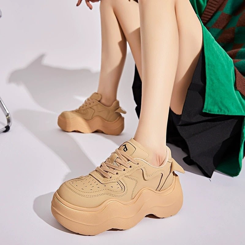 Autuspin Chunky Sneakers Women Fashion Flats Platform Vulcanized Shoes Spring Autumn New Round Toe Street Style Skateboard Shoes - Taylor K Shop