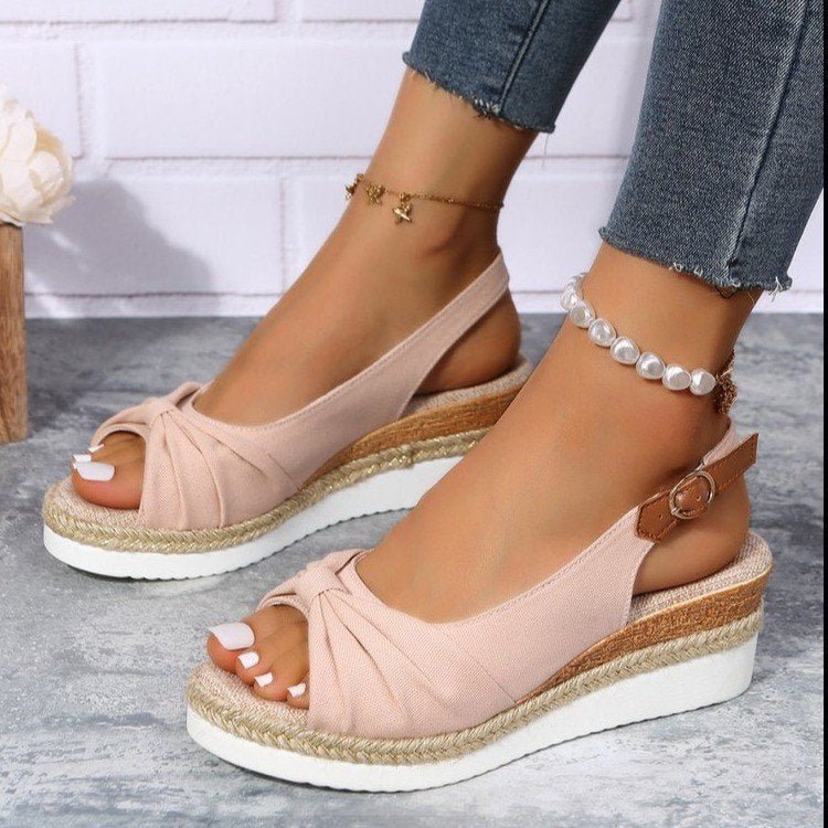 Bow Shoes Summer Peep Toe Platform Sandals Buckle Daily Casual Shoes - Taylor K Shop