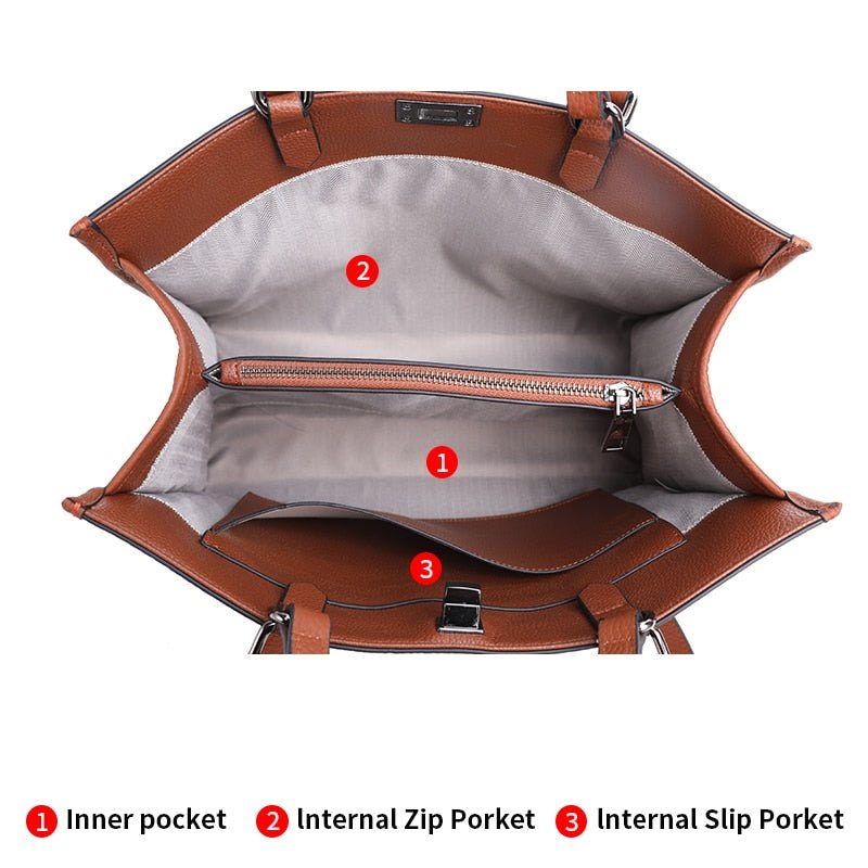 Casual Lady Large Capacity Shopping Bag Luxury Designer Leather Tote Bags Fashion Women Handbags Large Shoulder Bag - Taylor K Shop