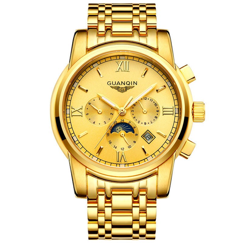 Crown Qin hollow automatic mechanical watches brand genuine 18K gold watches luminous multi - function watches men - Taylor K Shop