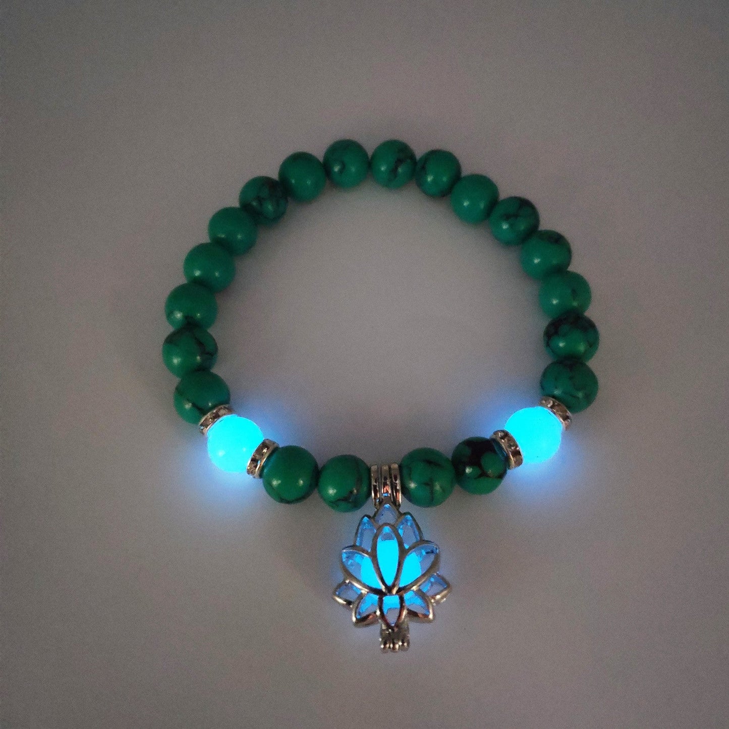 Energy Luminous Lotus Natural Stone Bracelet Yoga Healing Luminous Glow In The Dark Charm Beads Bracelet For Men Women Prayer Buddhism - Taylor K Shop