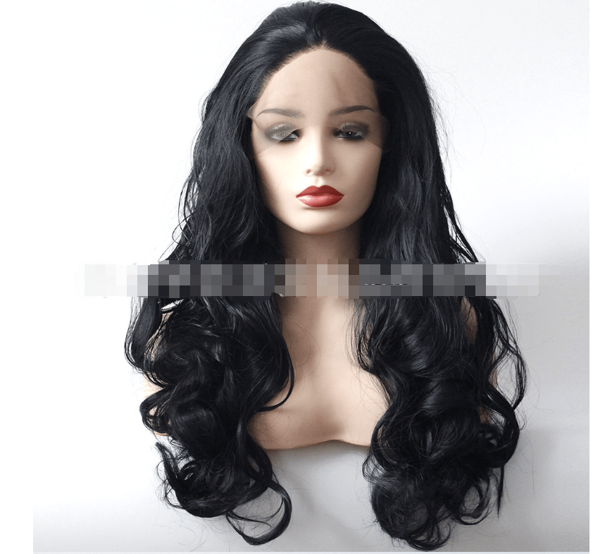 European and American fashion black big wave wig high - grade chemical fiber front lace head cover - Taylor K Shop