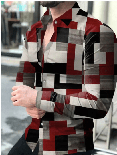 European And American Mens Printed Shirt Cardigan Longsleeved Shirt - Taylor K Shop