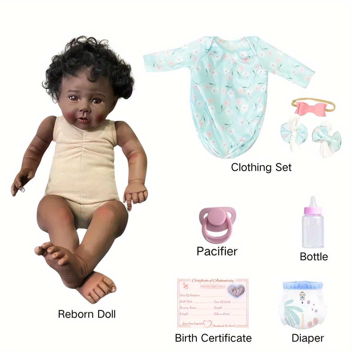 Realistic Lifelike Newborn Black Baby Doll 18 Gift - Taylor K Shop