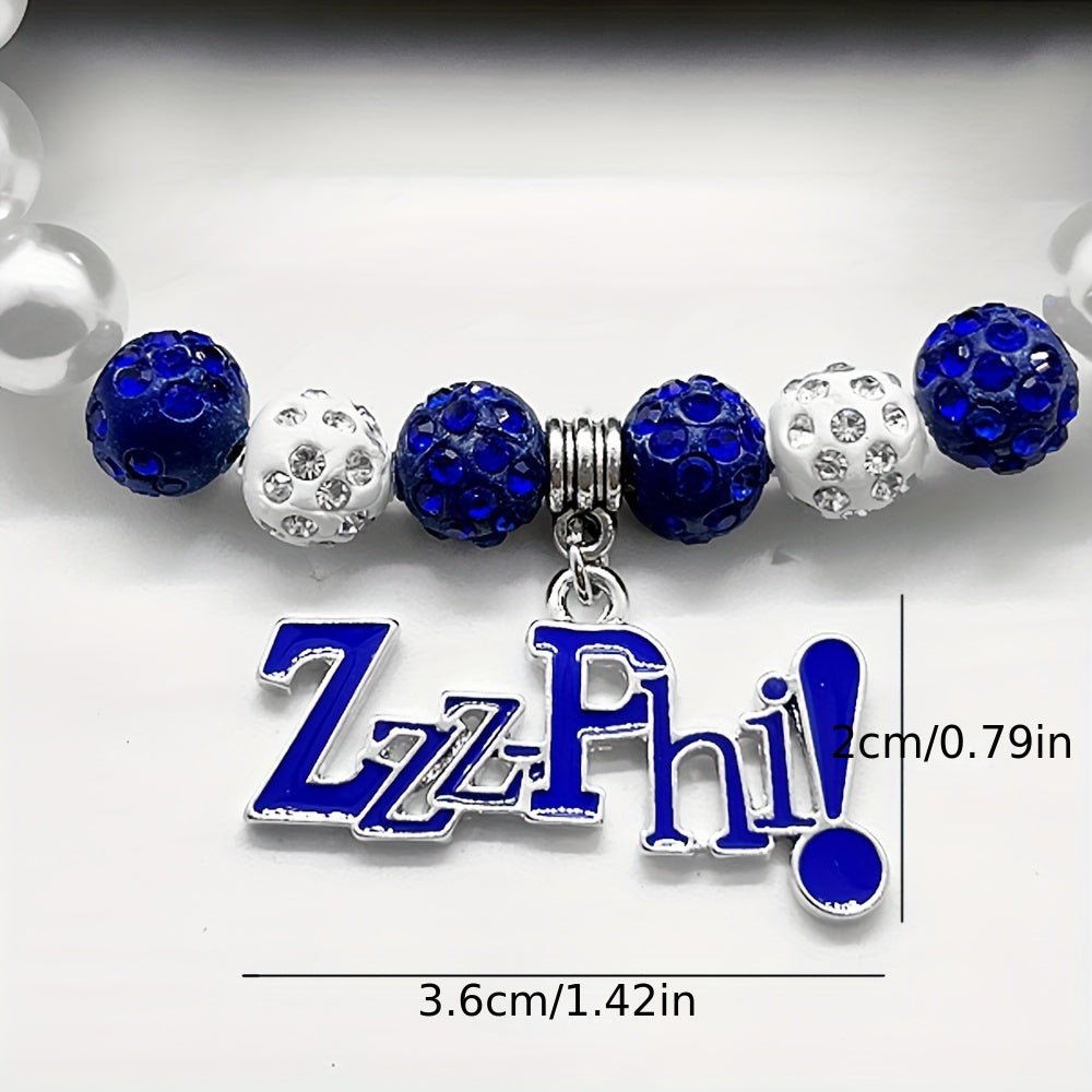 ZETA Sorority ZZZPHI Pearl and Rhinestone Bracelet - Taylor K Shop