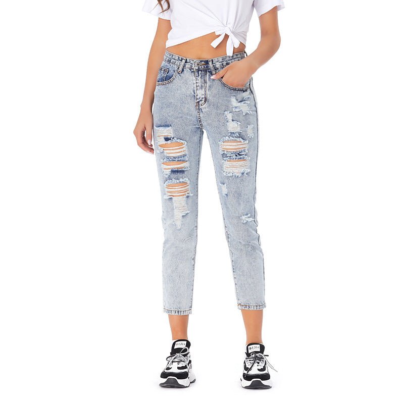 Jeans Women's Ripped Spring Casual Loose Jeans - Taylor K Shop