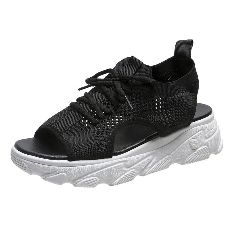 Lace - up Sandals Women Thick - bottomed Mesh Soft - sole Fashion Casual Summer Shoes Flat - Taylor K Shop