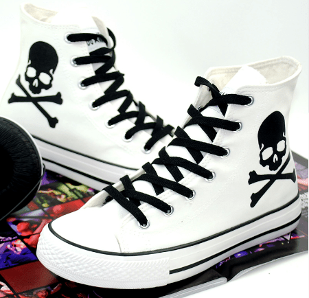 Punk style, calico head shoes personality trend high help canvas shoes men and women pair shoes leisure shoes. - Taylor K Shop
