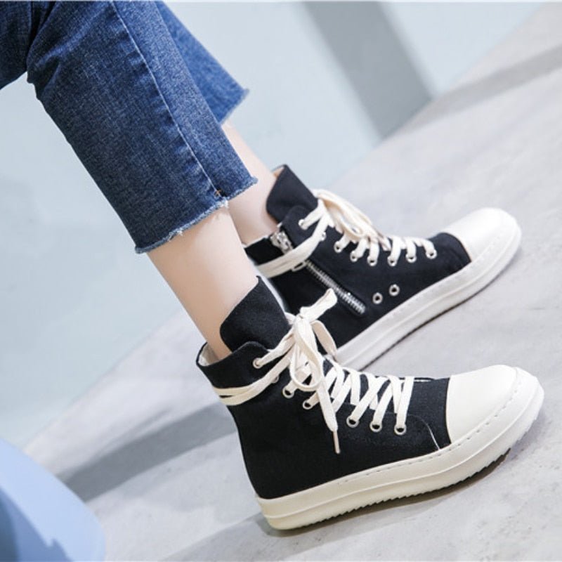 Rick Black Platform Rick Women, Boots Canvas Boots Casual Booties Owens Women, Sneakers - Taylor K Shop