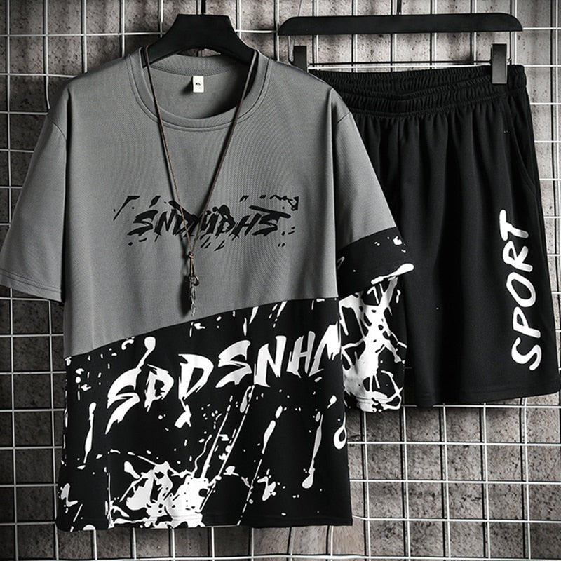 Shorts Set Summer Fashion Fitness Suit Fashion Print T-Shirt - Taylor K Shop