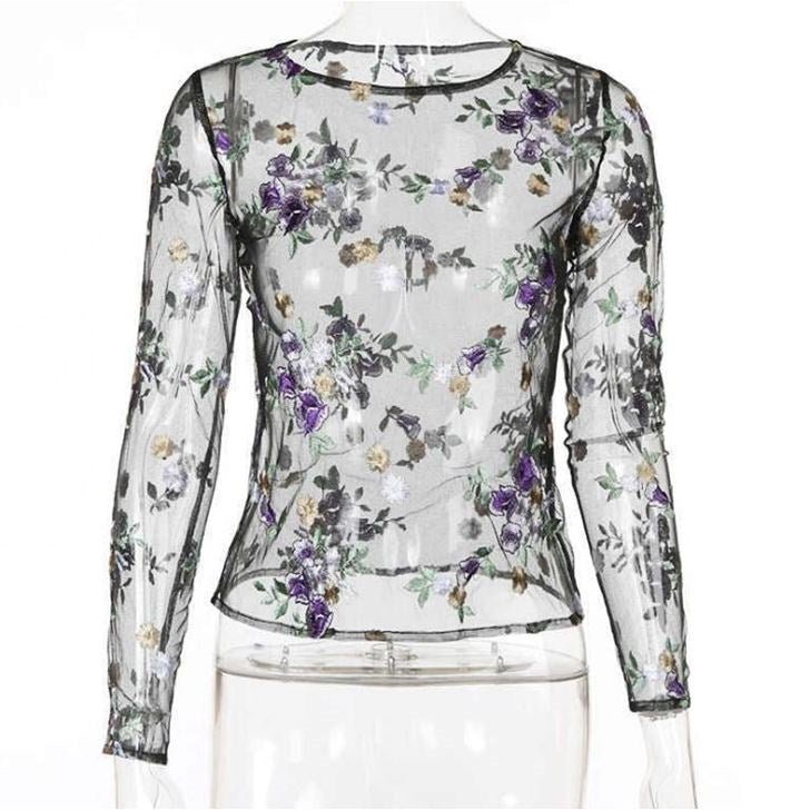 Simone Flower Mesh Blouse - Taylor K Shop