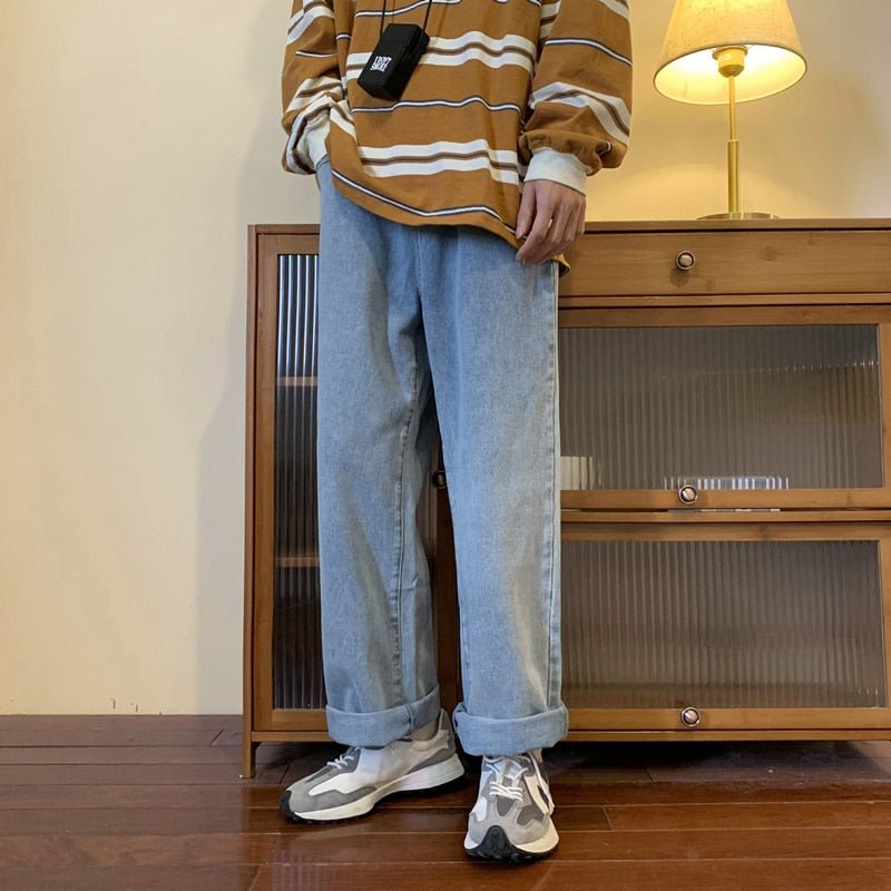 Vintage Coffee Straight Jeans Men Loose Denim Trousers Neutral Jean Pants Streetwear Casual Wide Leg Jeans Man Women Baggy Denim - Taylor K Shop