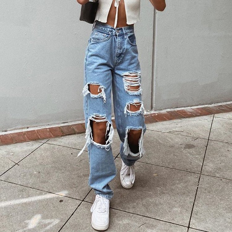 Women Jeans Ripped Slimming Washed Women's Jeans Trousers - Taylor K Shop