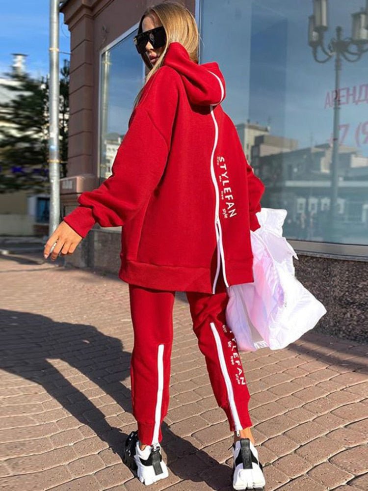 Women Letter Sweatshirts 2Piece Sets Tracksuit Oversized Suit 2022 Autumn Female Korea TrouserPullover Pants Suits Female - Taylor K Shop