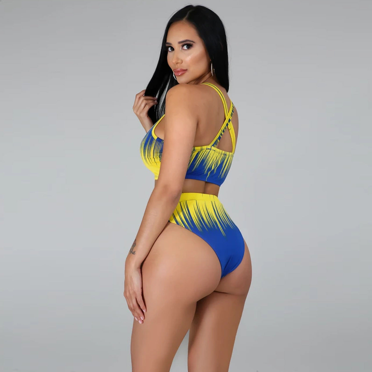 New Swimsuit Print Split Triangle Bikini Three-piece Set