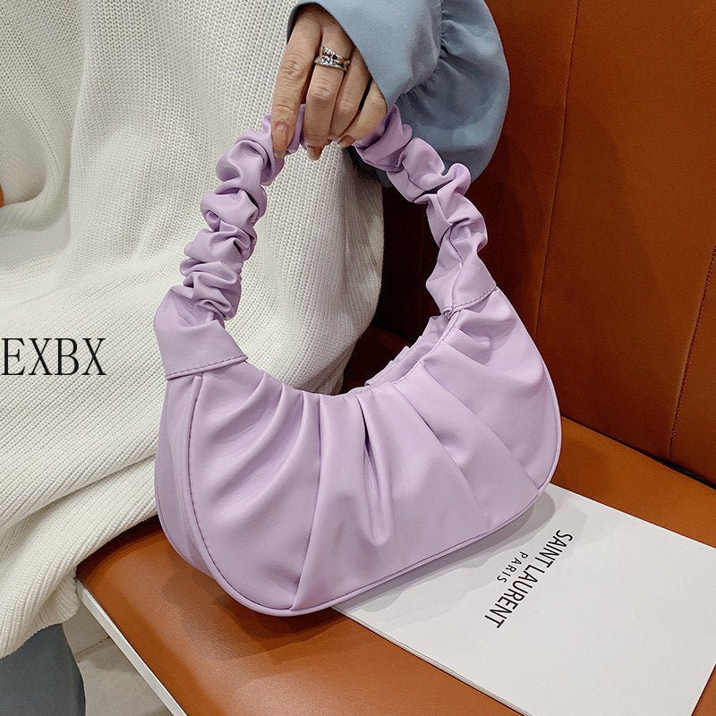 2022 Solid Color Cloud Pleated Handlebags for Women PU Bags Leisure Armpit Bag Shopping Shoulder Bags Dumpling Handbag Female - Taylor K Shop