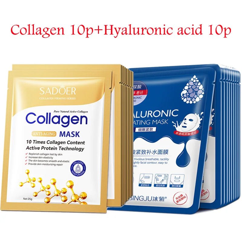 20Pack Hydrating Collagen Hyaluronic Acid Face Masks - Taylor K Shop