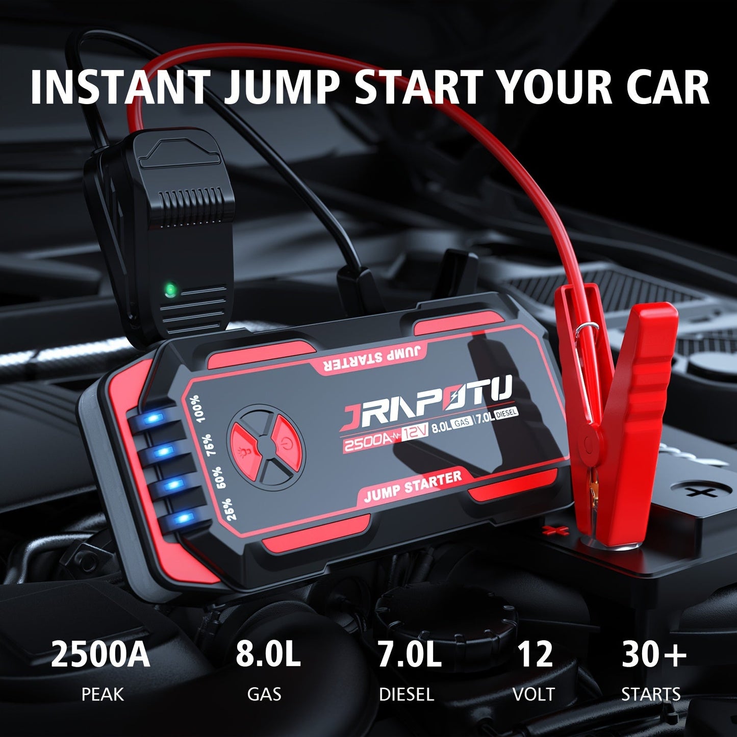 2500A Portable Car Jump Starter with USB LED - Taylor K Shop