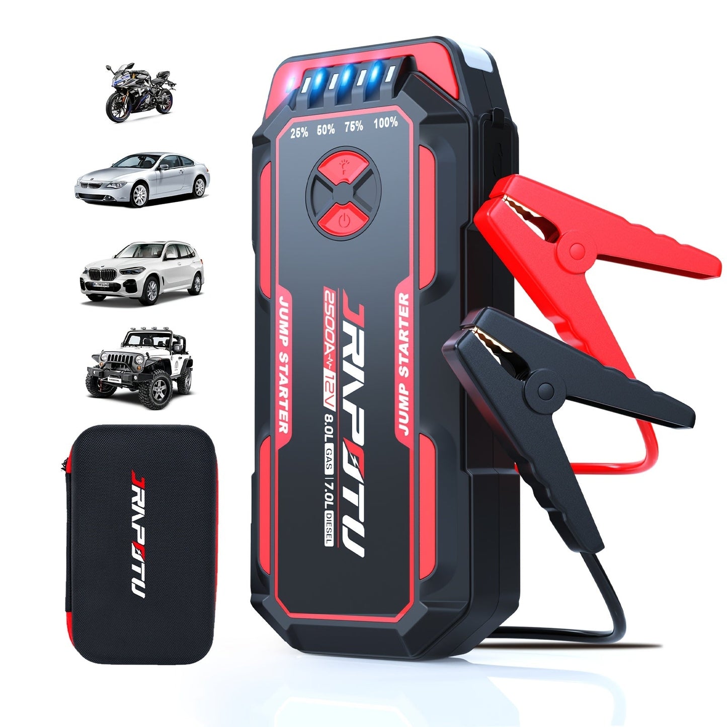 2500A Portable Car Jump Starter with USB LED - Taylor K Shop