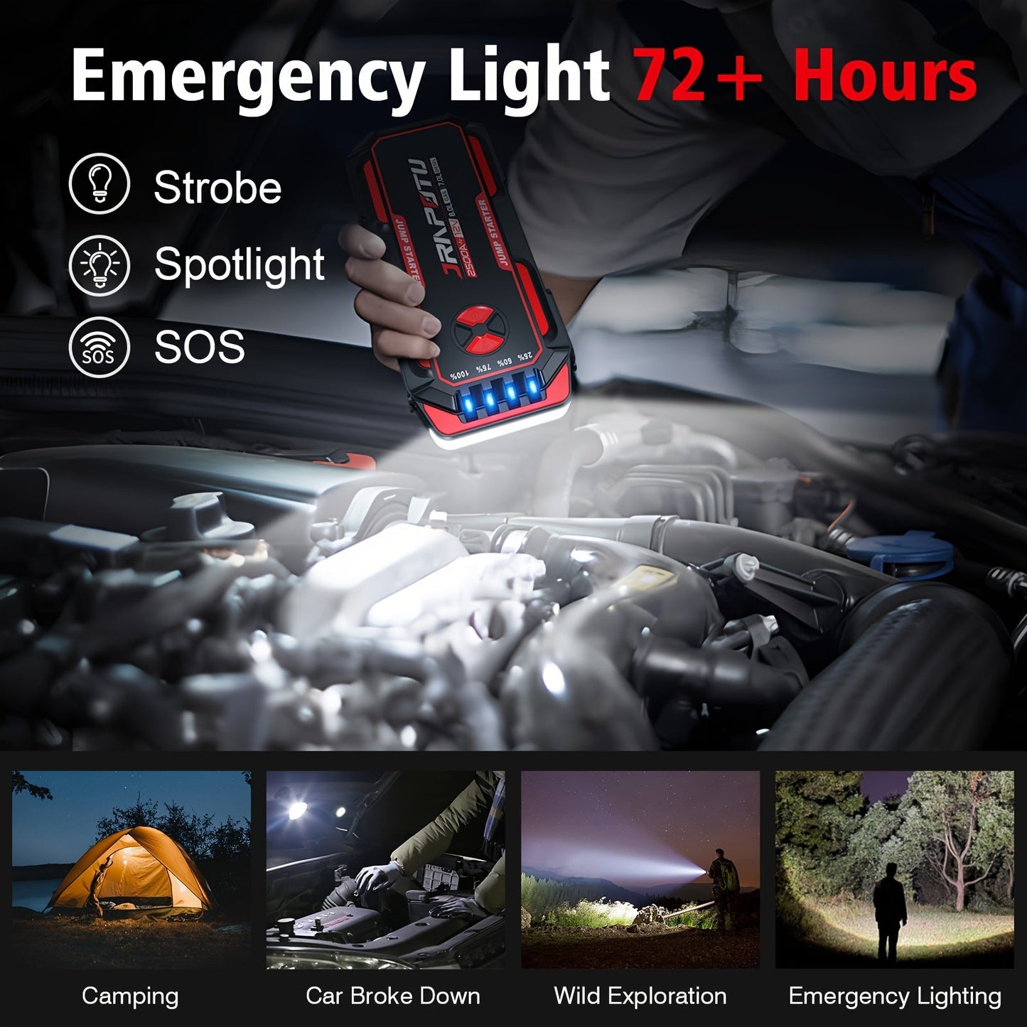 2500A Portable Car Jump Starter with USB LED - Taylor K Shop