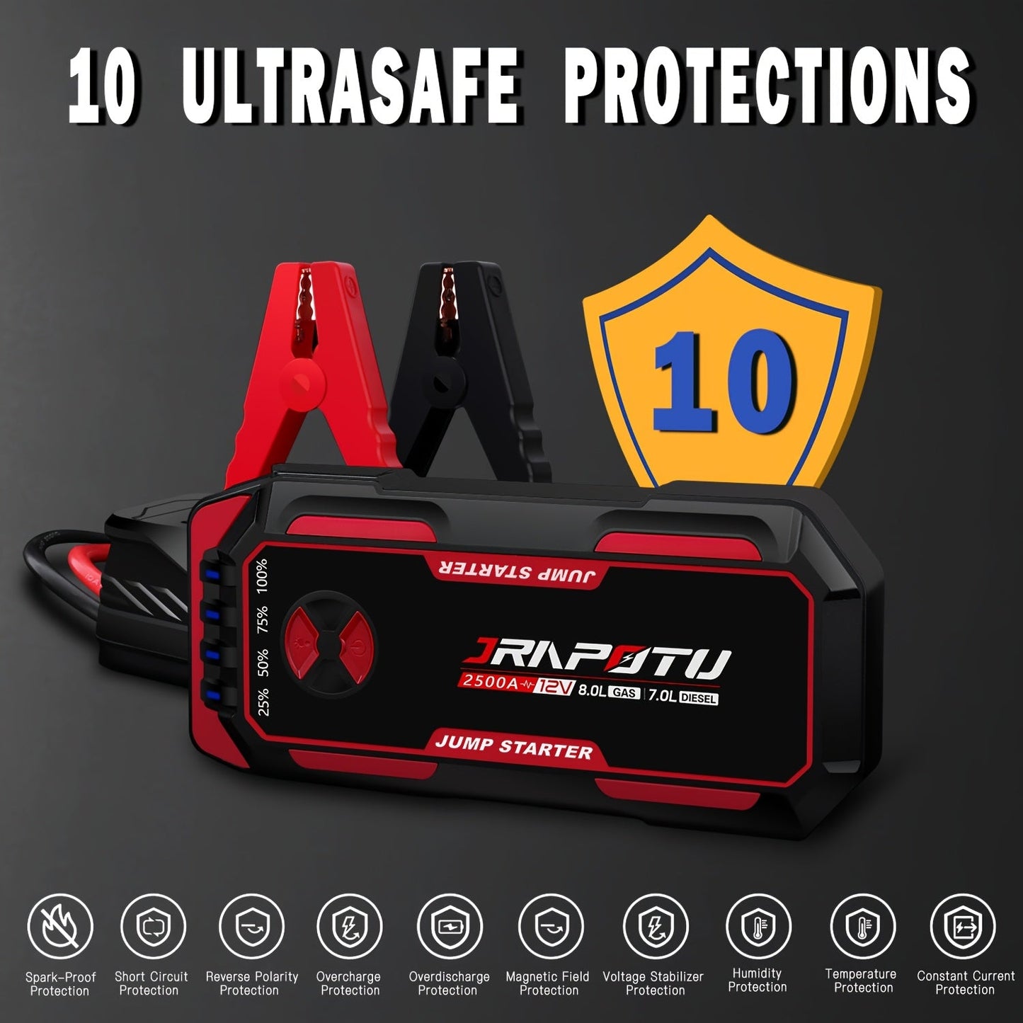 2500A Portable Car Jump Starter with USB LED - Taylor K Shop