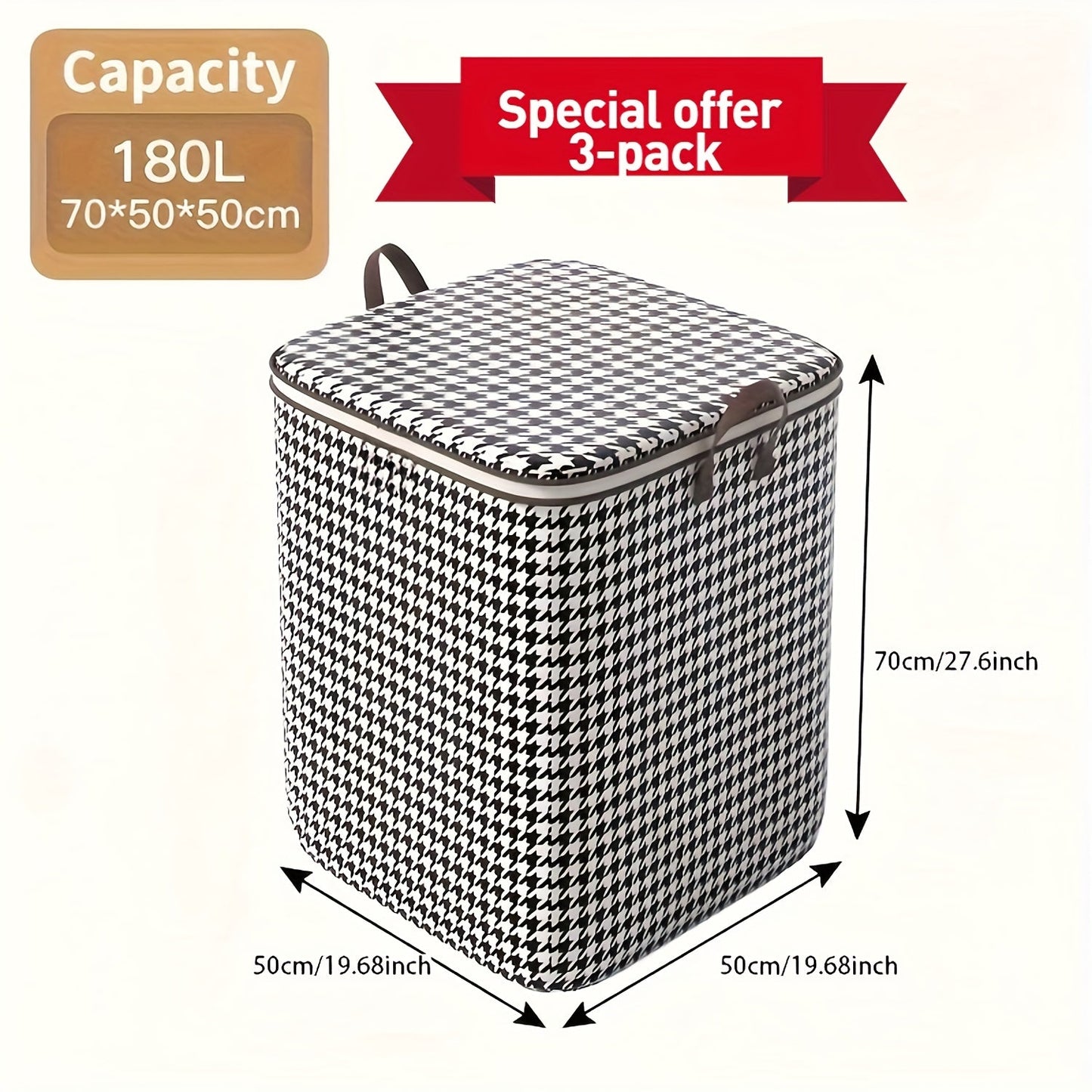 3 Pack Extra Large Houndstooth Storage Containers 4755 Gal - Taylor K Shop