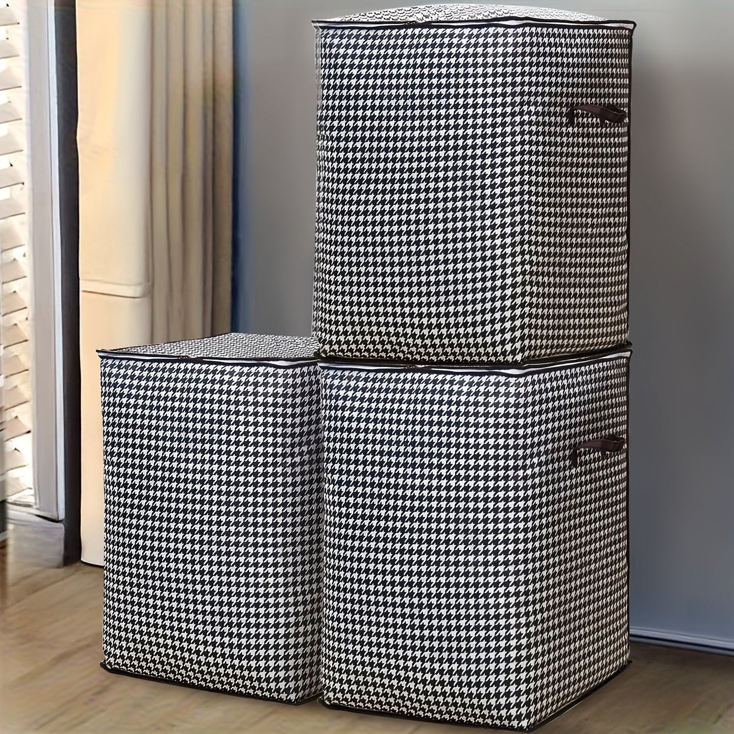 3 Pack Extra Large Houndstooth Storage Containers 4755 Gal - Taylor K Shop