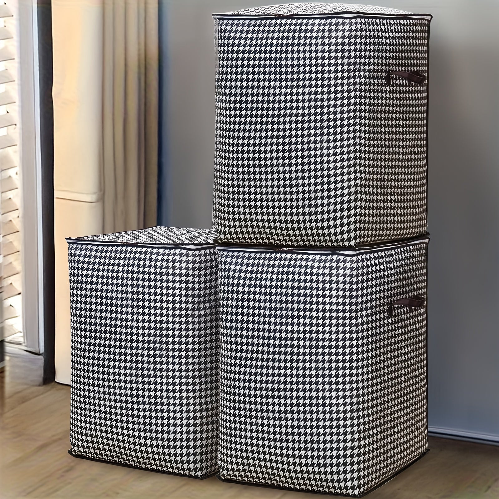 3 Pack Extra Large Houndstooth Storage Containers 4755 Gal - Taylor K Shop