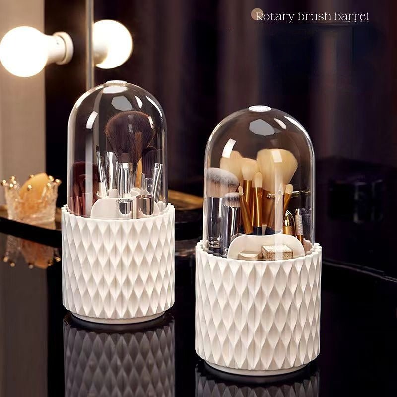 360 Rotating Large Capacity Transparent Makeup Brush Storage Box - Taylor K Shop