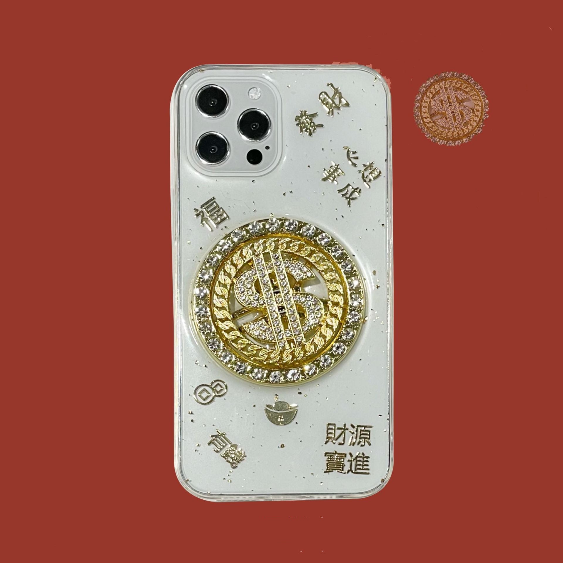 3D Diamond Dollar Turnplate Phone Case Luxury Designer - Taylor K Shop
