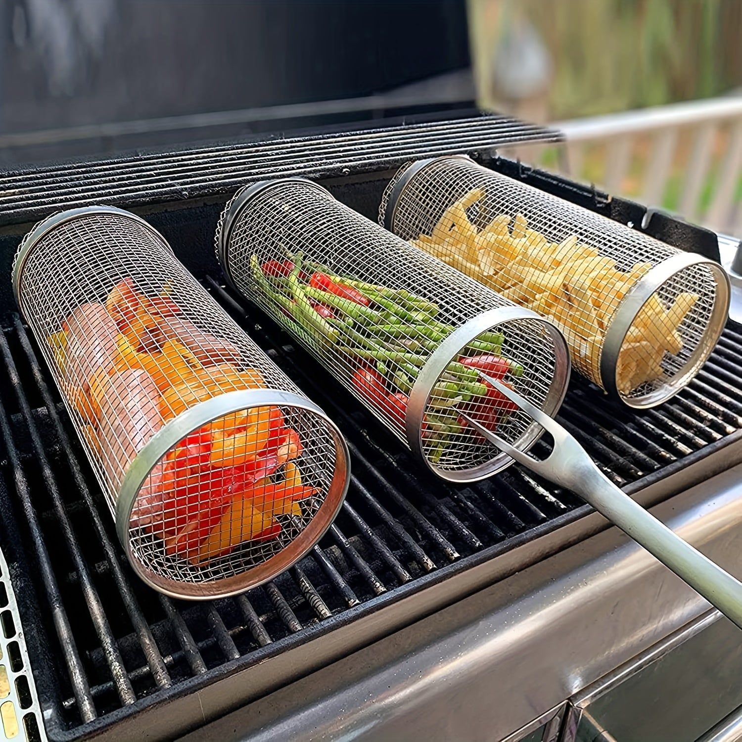 3Piece Stainless Steel Portable BBQ Grill Set - Taylor K Shop
