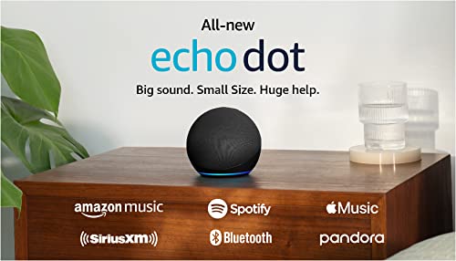 Amazon Echo Dot (newest model), With bigger vibrant sound, helpful routines and Alexa, Charcoal