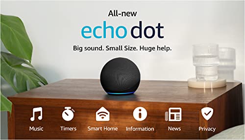 Amazon Echo Dot (newest model), With bigger vibrant sound, helpful routines and Alexa, Charcoal