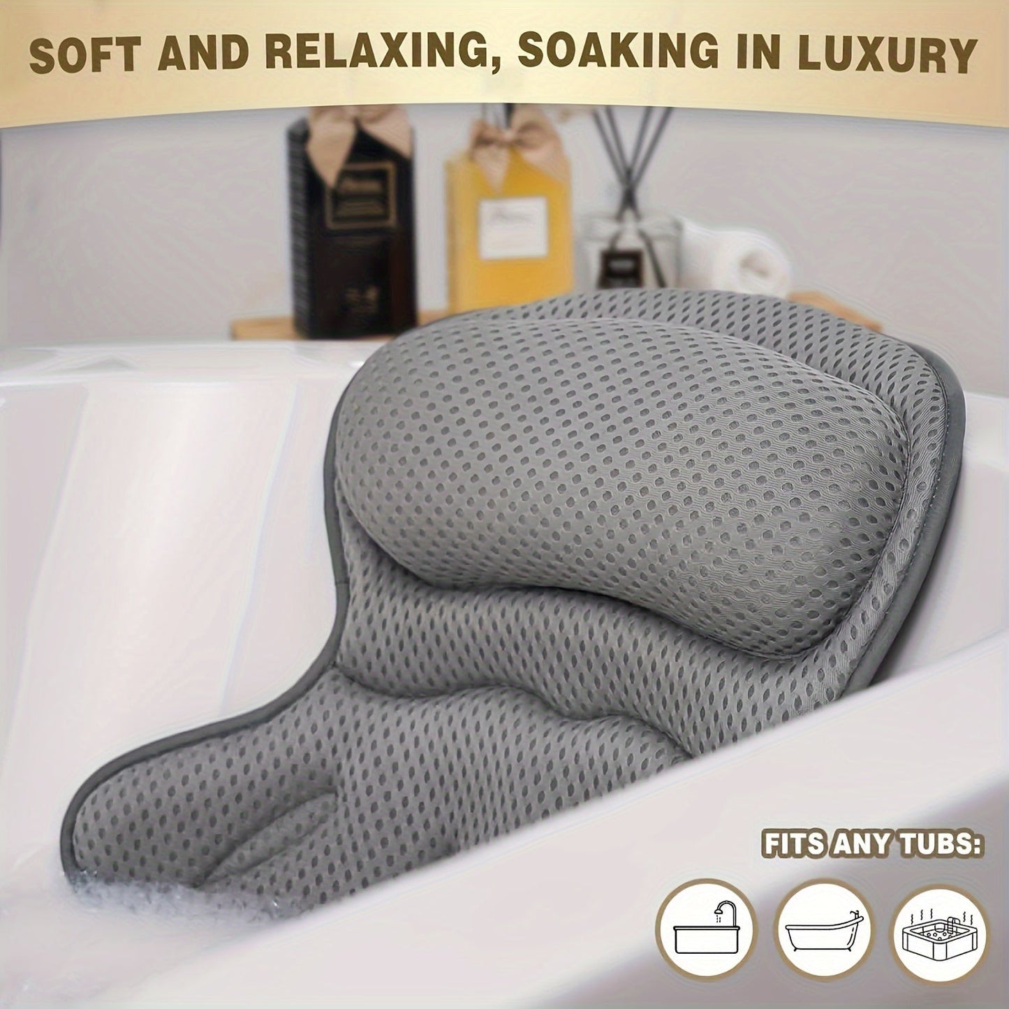 4D Air Mesh Luxury QuickDry Nonslip Spa Bath Pillow - Taylor K Shop