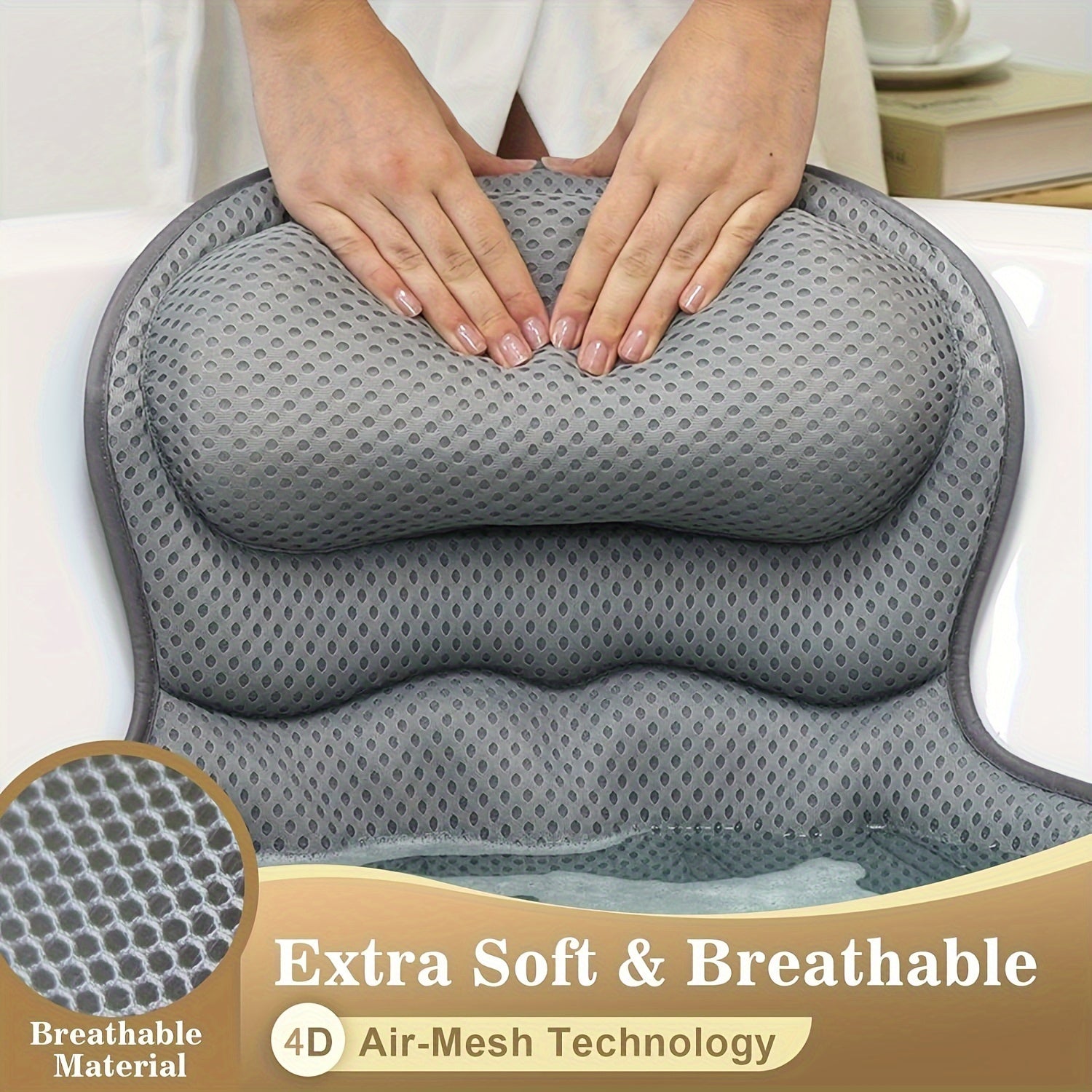 4D Air Mesh Luxury QuickDry Nonslip Spa Bath Pillow - Taylor K Shop