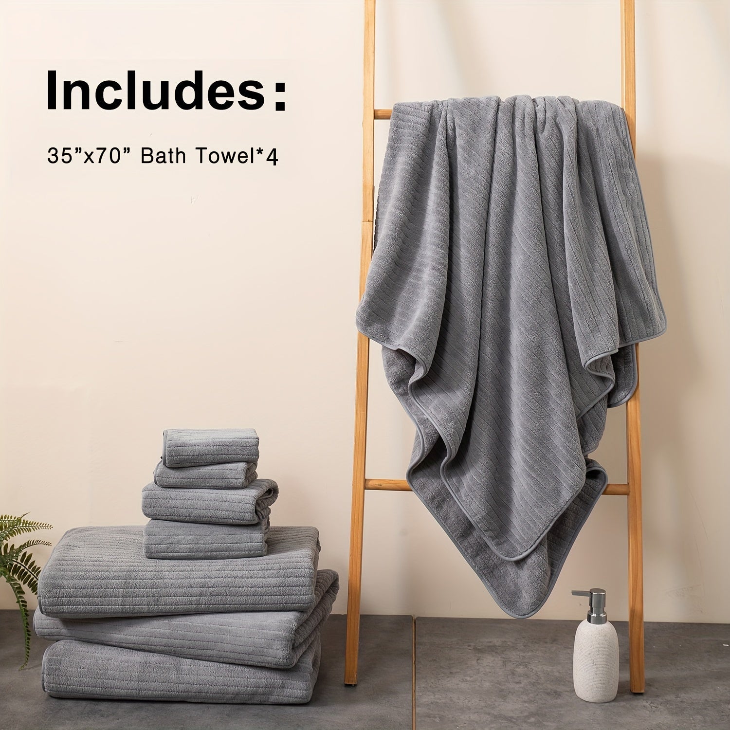4Pack Extra Large Microfiber Bath Towels Quick Dry - Taylor K Shop