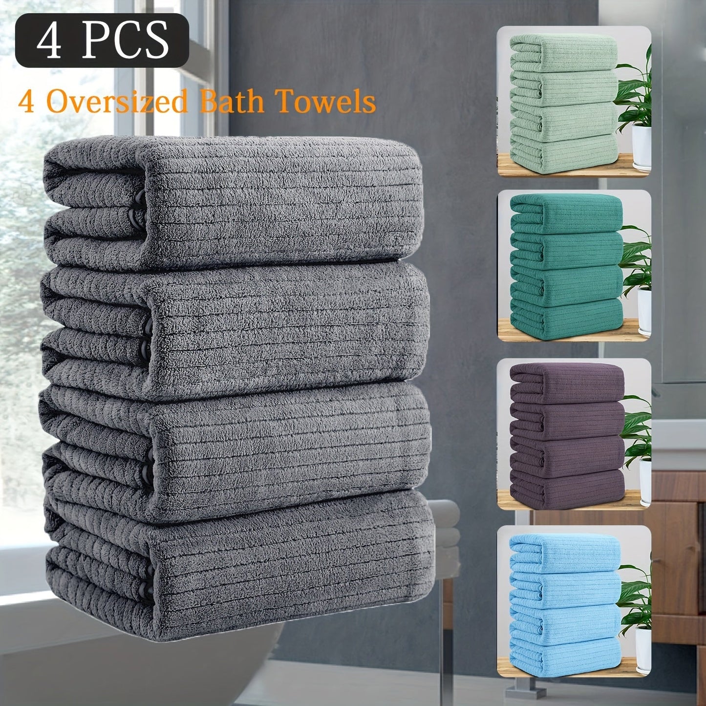 4Pack Extra Large Microfiber Bath Towels Quick Dry - Taylor K Shop
