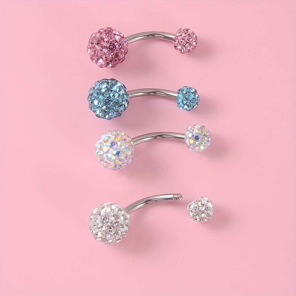 4Piece Rhinestone Circle Belly Ring Set - Taylor K Shop