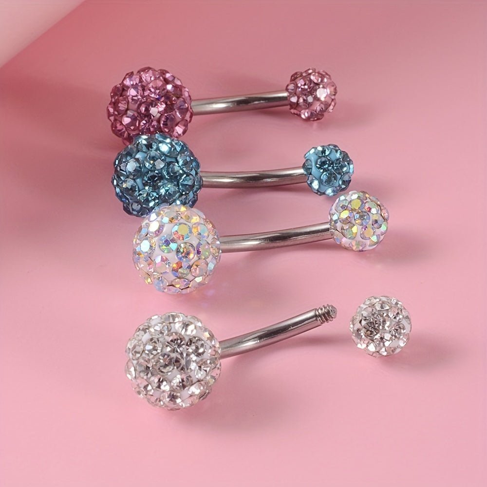 4Piece Rhinestone Circle Belly Ring Set - Taylor K Shop