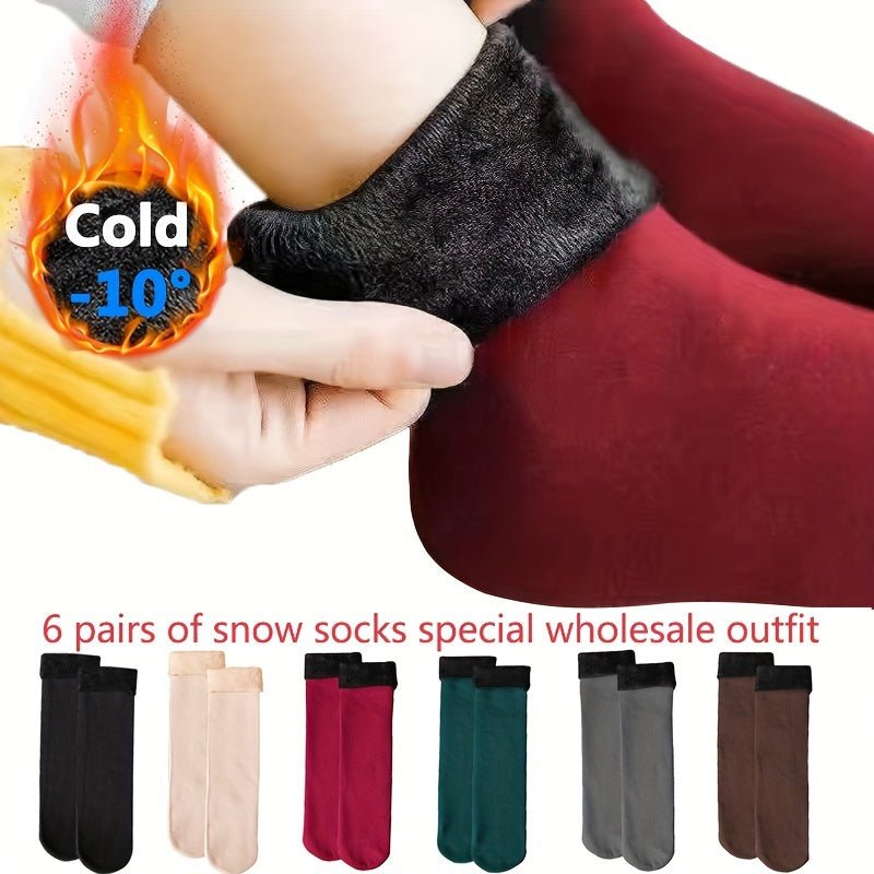 6 Pairs FleeceLined Winter MidCalf Socks - Taylor K Shop