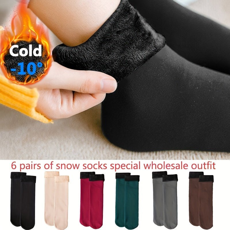 6 Pairs FleeceLined Winter MidCalf Socks - Taylor K Shop