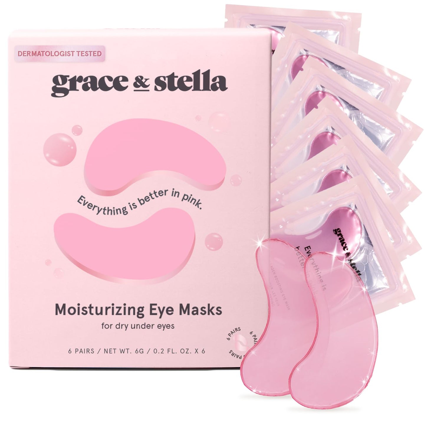 grace & stella Under Eye Mask (Gold, 48 Pairs) Eye Patch, Under Eye Patches for Dark Circles and Puffiness Undereye Bags, Wrinkles - Gel Under Eye Patches - Small Gifts - Vegan Cruelty-Free Self Care