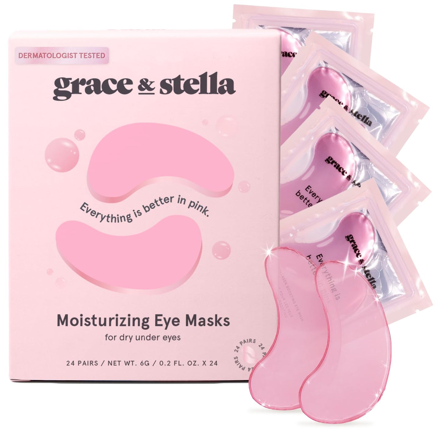 grace & stella Under Eye Mask (Gold, 48 Pairs) Eye Patch, Under Eye Patches for Dark Circles and Puffiness Undereye Bags, Wrinkles - Gel Under Eye Patches - Small Gifts - Vegan Cruelty-Free Self Care