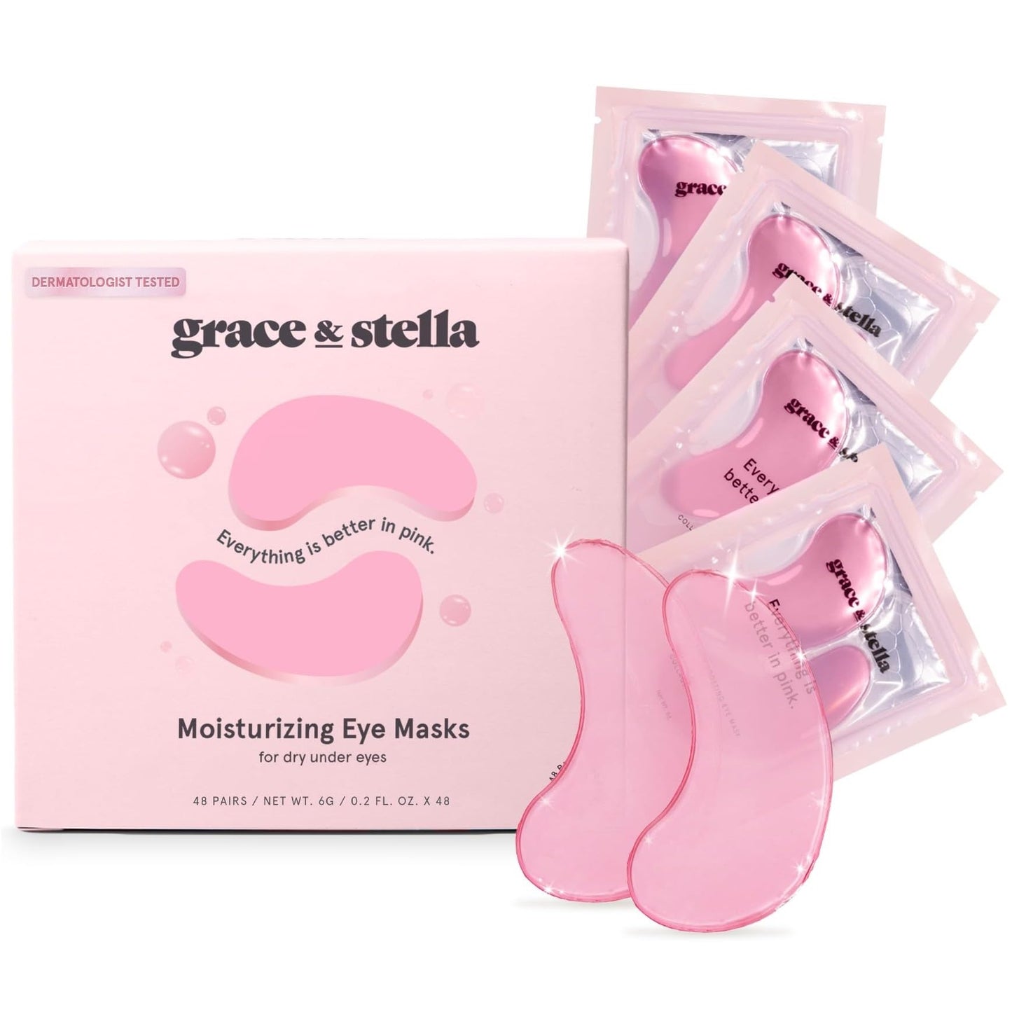 grace & stella Under Eye Mask (Gold, 48 Pairs) Eye Patch, Under Eye Patches for Dark Circles and Puffiness Undereye Bags, Wrinkles - Gel Under Eye Patches - Small Gifts - Vegan Cruelty-Free Self Care