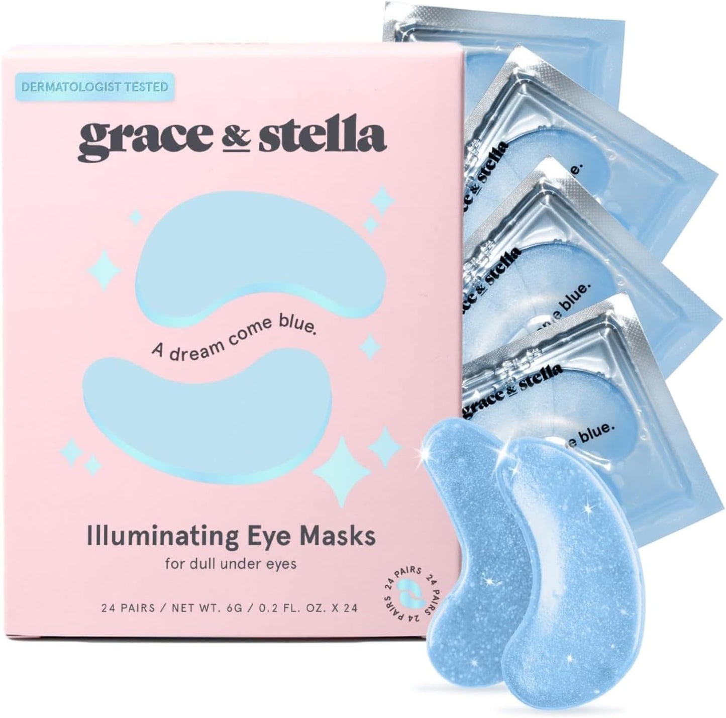 grace & stella Under Eye Mask (Gold, 48 Pairs) Eye Patch, Under Eye Patches for Dark Circles and Puffiness Undereye Bags, Wrinkles - Gel Under Eye Patches - Small Gifts - Vegan Cruelty-Free Self Care