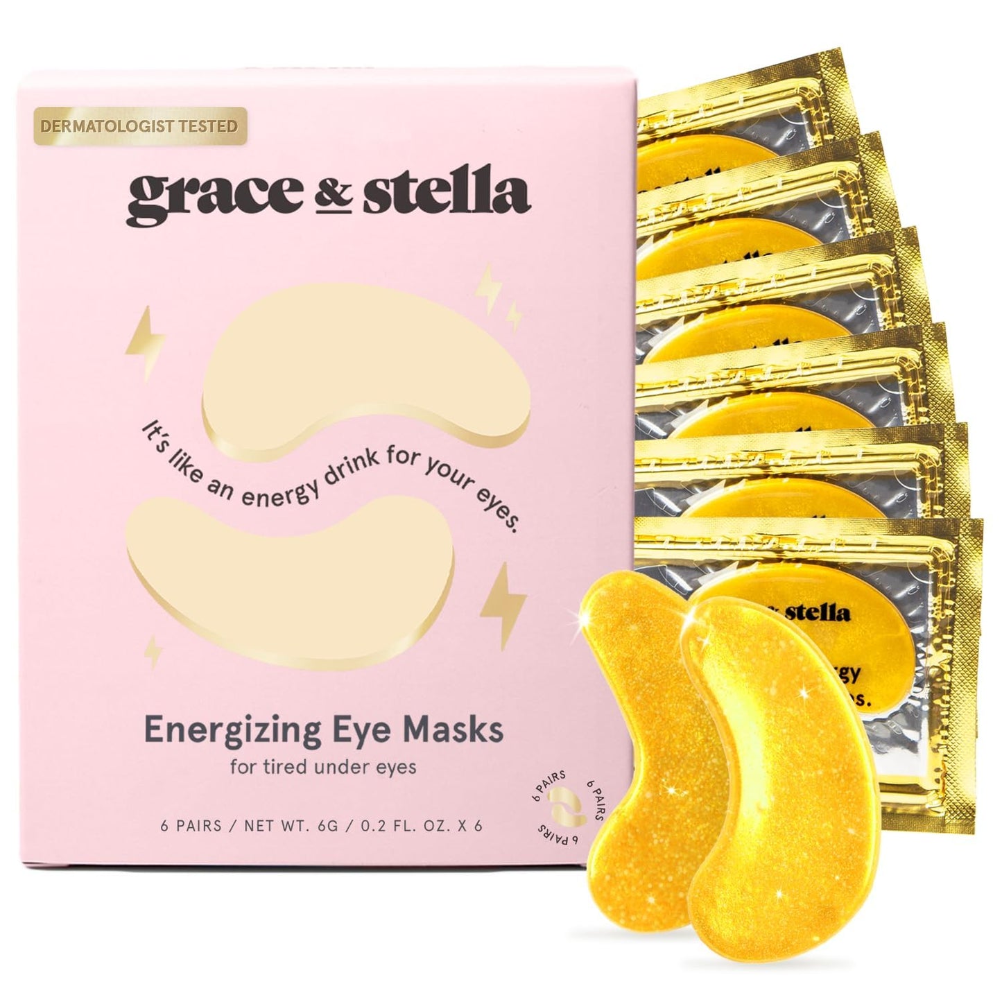 grace & stella Under Eye Mask (Gold, 48 Pairs) Eye Patch, Under Eye Patches for Dark Circles and Puffiness Undereye Bags, Wrinkles - Gel Under Eye Patches - Small Gifts - Vegan Cruelty-Free Self Care