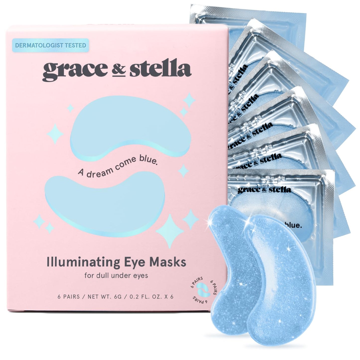 grace & stella Under Eye Mask (Gold, 48 Pairs) Eye Patch, Under Eye Patches for Dark Circles and Puffiness Undereye Bags, Wrinkles - Gel Under Eye Patches - Small Gifts - Vegan Cruelty-Free Self Care