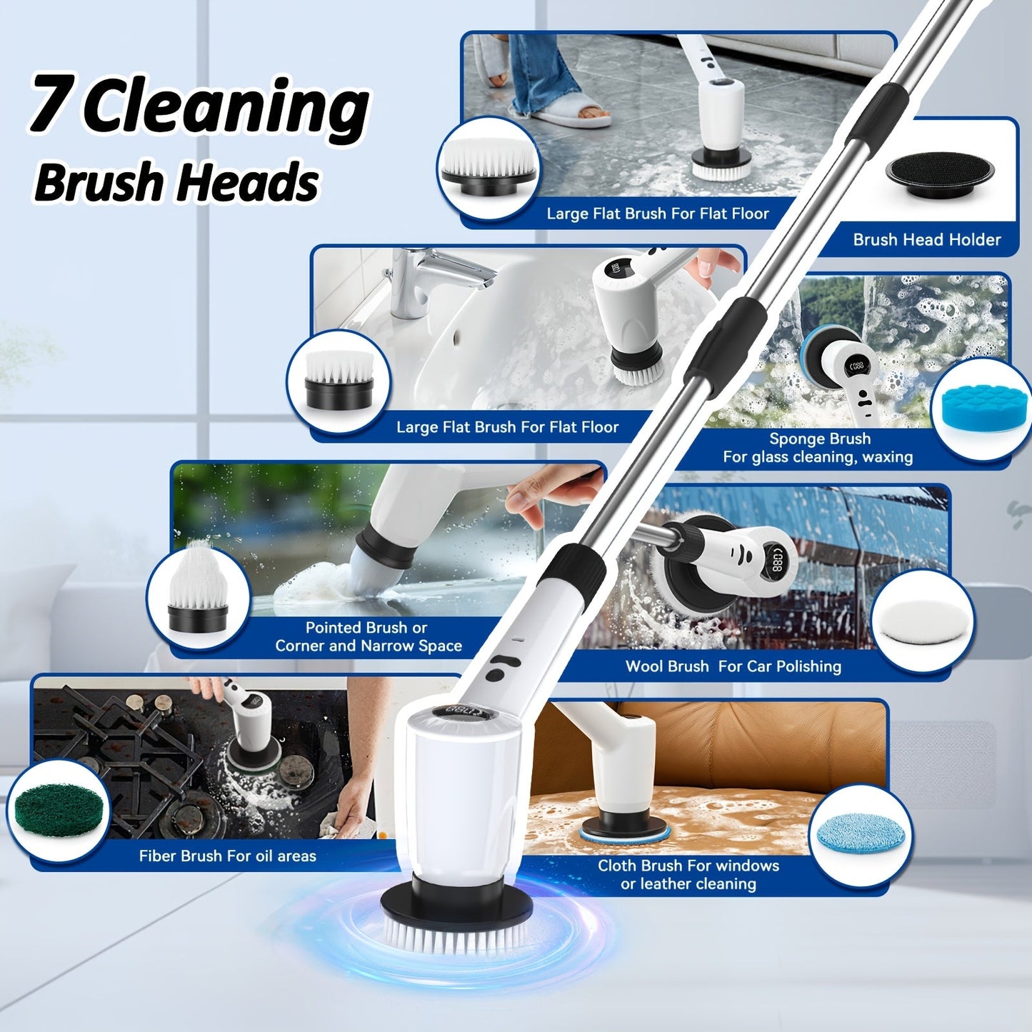 7in1 Electric Spin Scrubber with Adjustable Angles Speeds - Taylor K Shop